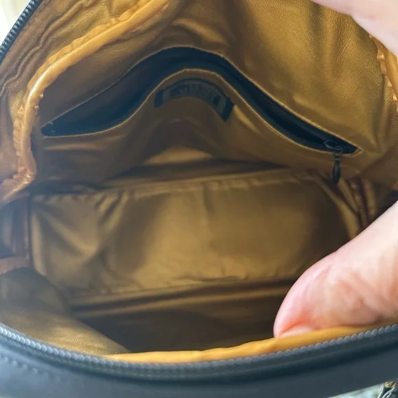 Authentic Vintage Versace Black Satchel with Embroidered Gold Sun Logo - Picture 14 of 15